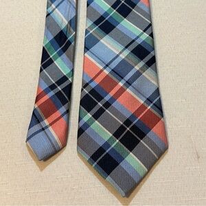 Nautica Blue Plaid Silk Tie Classic Width